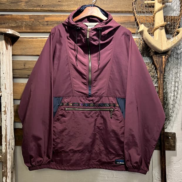 [M]90's L.L.Bean 엘엘빈 버건디 나일론 후드 스목 자켓
