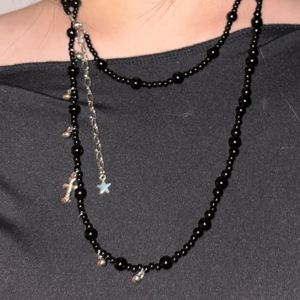 블랙 체인 스타 목걸이