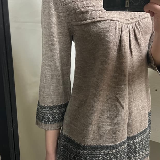 모리걸 노르딕 패턴 7부 소매 니트