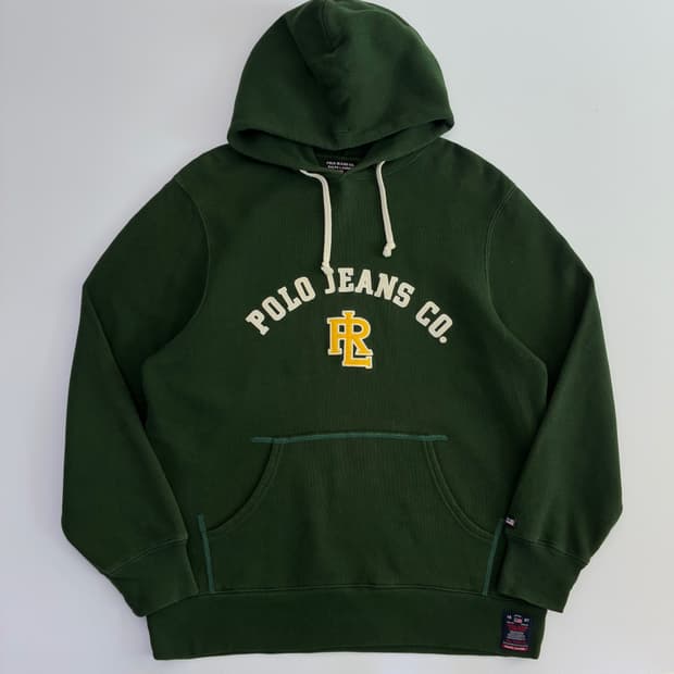 Polo  폴로 랄프로렌 진스 90,s 스팰 자수 그린 후드티