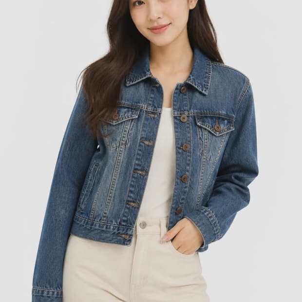 포에버21 네이비 여자 M 데님 자켓 O0603