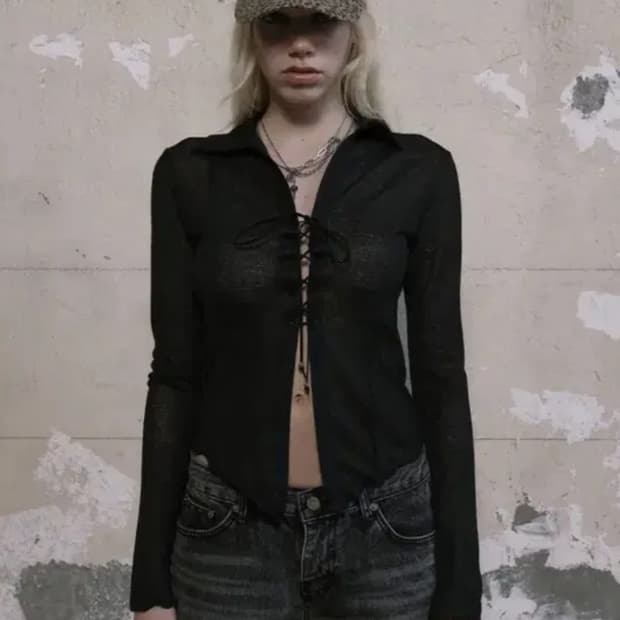 보헤미안서울 웨스턴 오픈 카라 셔츠 블랙