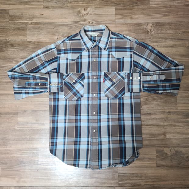 [L 100] 리바이스 일본판 레드탭 웨스턴 체크 긴팔 셔츠 남방