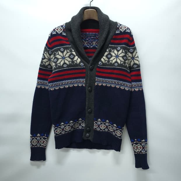 타미힐피거 남성 노르딕 램스울 숄칼라 가디건