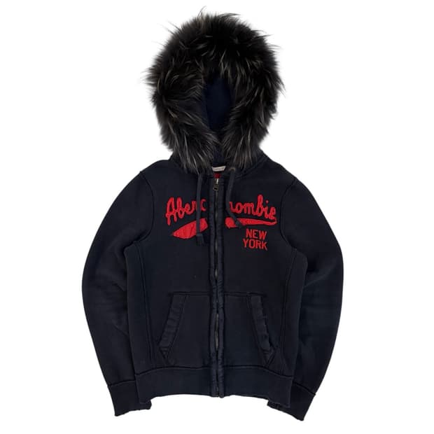 아베크롬비 대장급 울프죠 퍼 후드집업 네이비