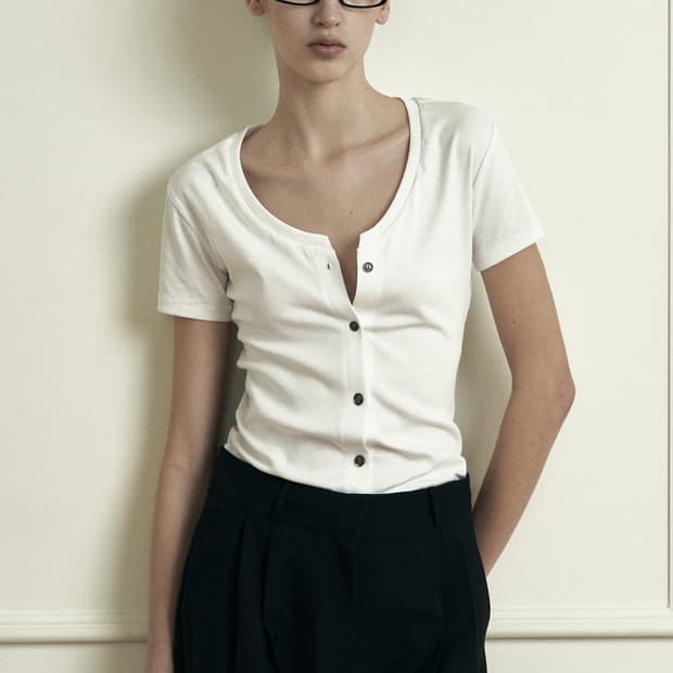 시너진 플레인 브이넥 숏 슬리브 가디건 PLAIN V-NECK SHORT