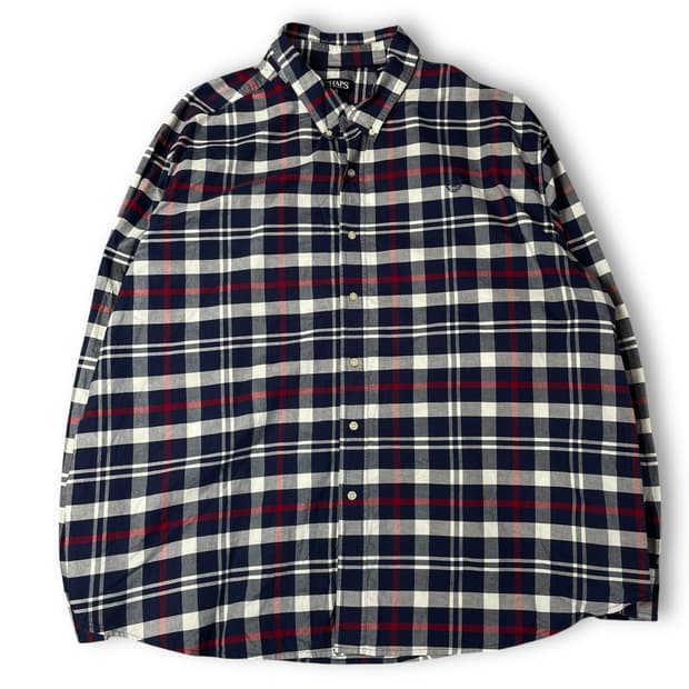 챕스 블루 화이트 레드 멀티 체크 빅사이즈 긴팔 셔츠