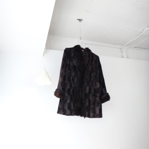 Semi leopard fur detail jacket / brown