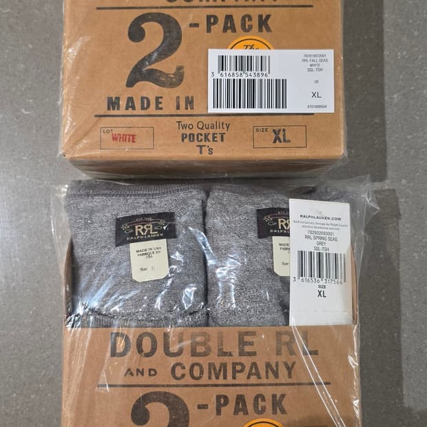 RRL(더블알엘) 2팩 포켓 티셔츠 XL 화이트/그레이