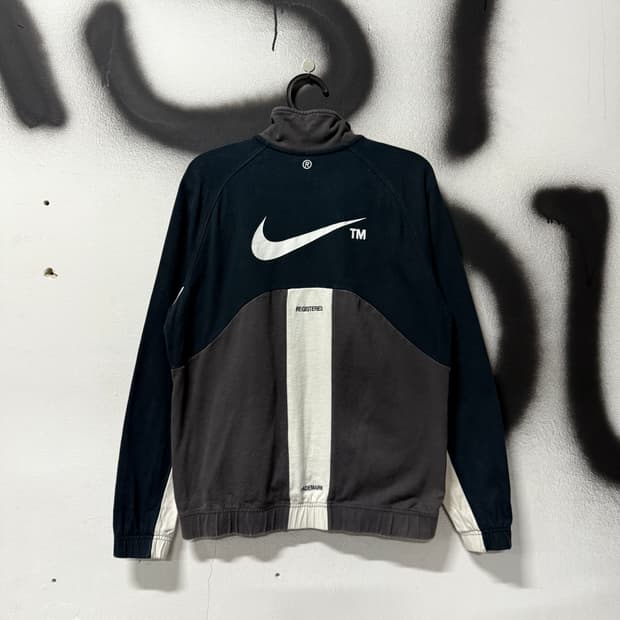 나이키 배색 빅 스우시 코튼 집업 져지 저지 자켓