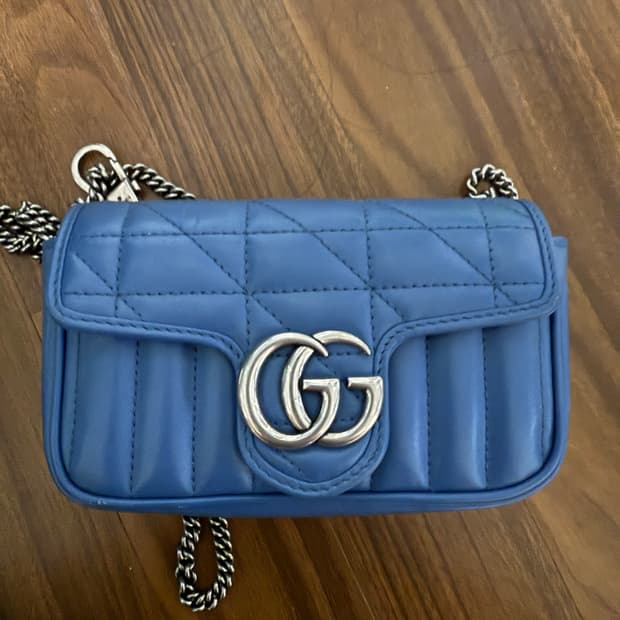 구찌 마몬트 마틀라세 미니백 블루 크로스백