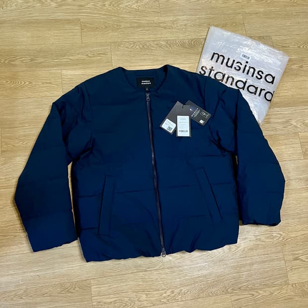 새상품s) 무신사스탠다드 데일리 푸퍼 칼라리스 패딩 재킷 네이비