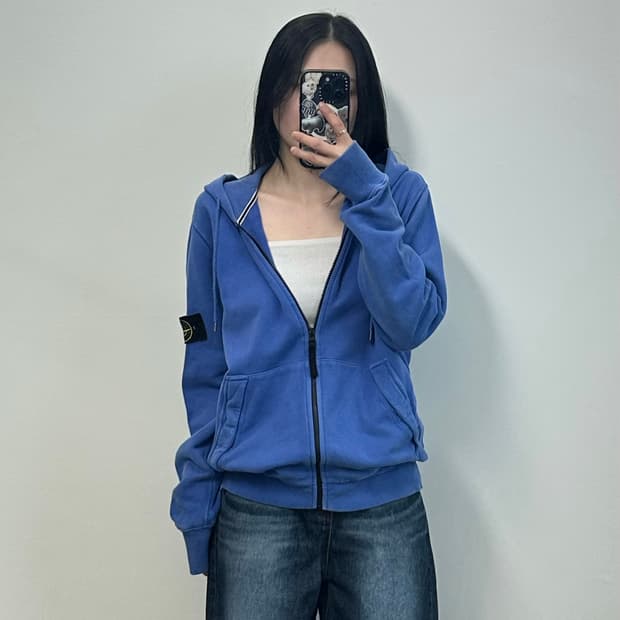 스톤아일랜드 와펜 블루 후드집업