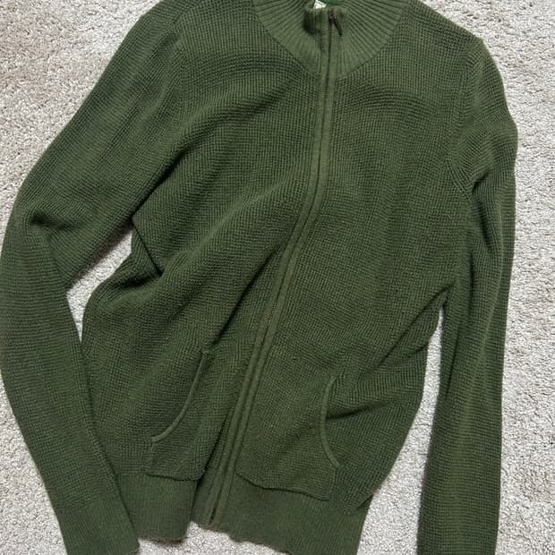 엘엘빈(L.L.BEAN) 카키 캐시미어, 코튼 하프집업