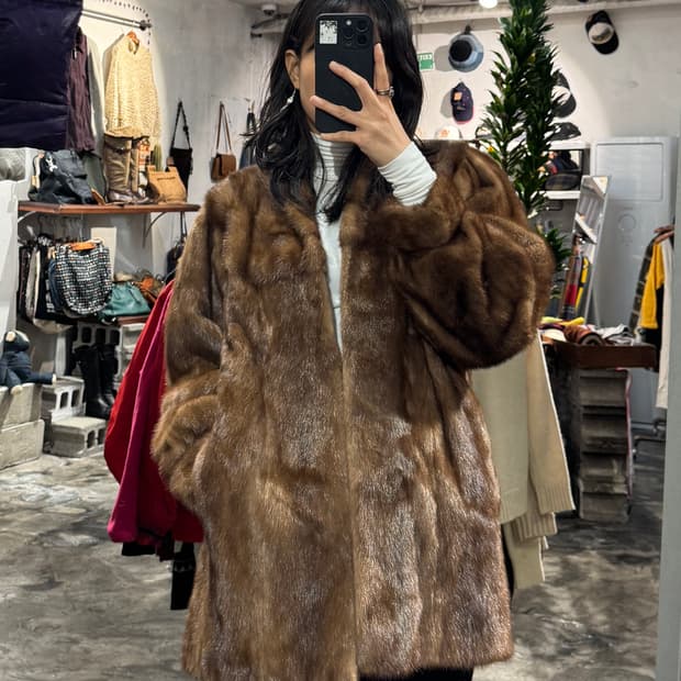 GRACE faux fur lined brown coat