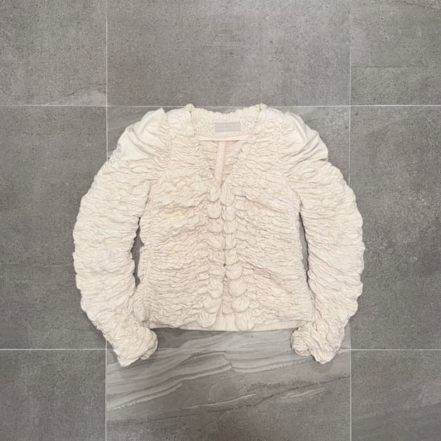 MINE ivory suede draped shirring jacket 