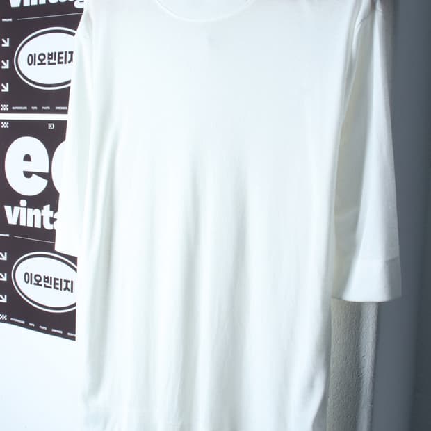 W(L-XL) 에잇세컨즈 반팔 티셔츠 니트 무지 화이트-H34636