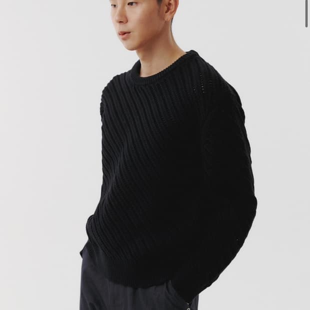 르마드 오블리크 시스루 라운드 니트 스웨터 블랙 2 사이즈 M