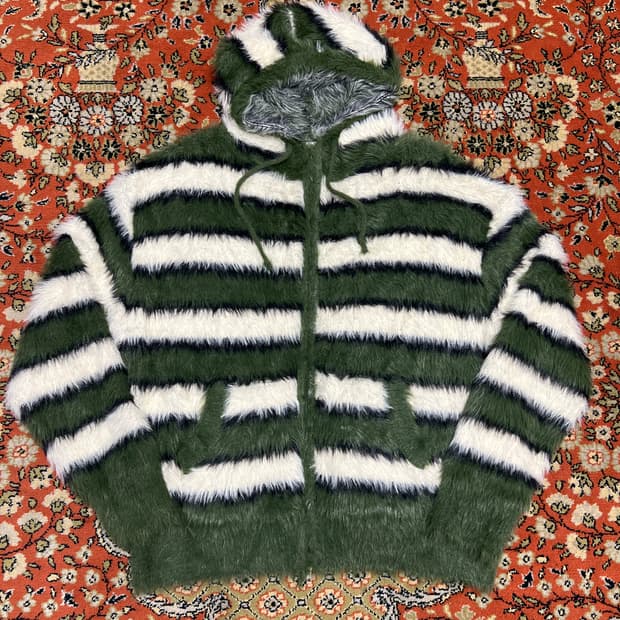 [FREE] 할리우드 그린 체크 퍼 투웨이 후드 집업