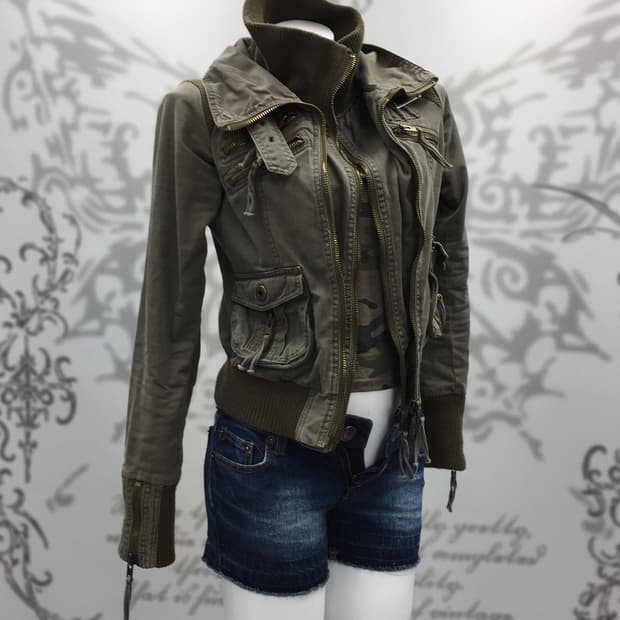 Y2K double zip grunge jacket