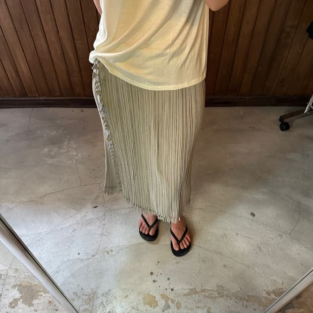ISSEY MIYAKE tassel pleated midi skirt