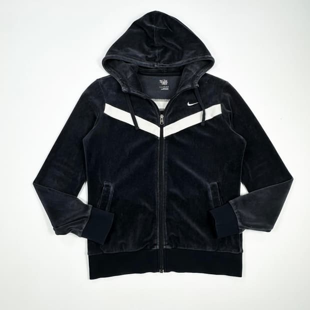 나이키 y2k 슬림핏 벨벳 후디 져지 블랙 여성M