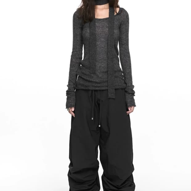 나체 mixed muffler kint Black 사이즈 1