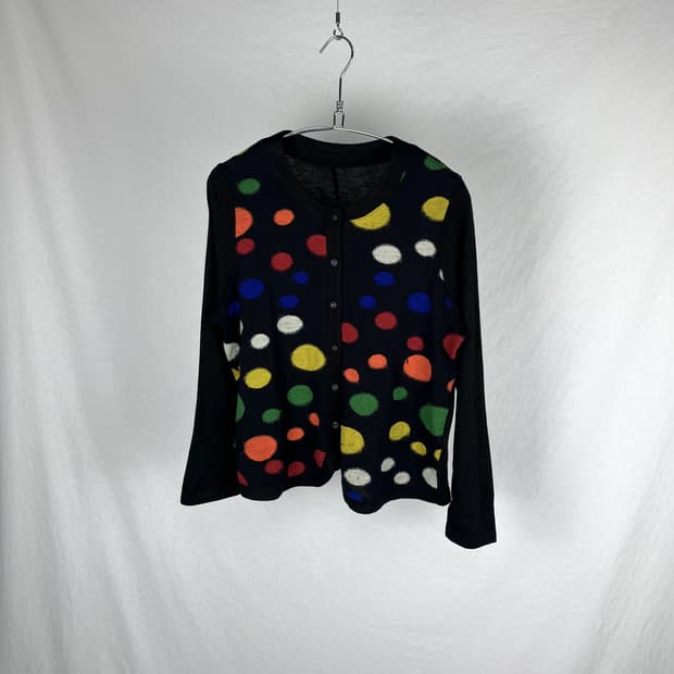 Vintage (maede in japan) 도트 패턴 니트 가디건