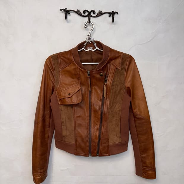 Camel brown lamb skin western detail jk