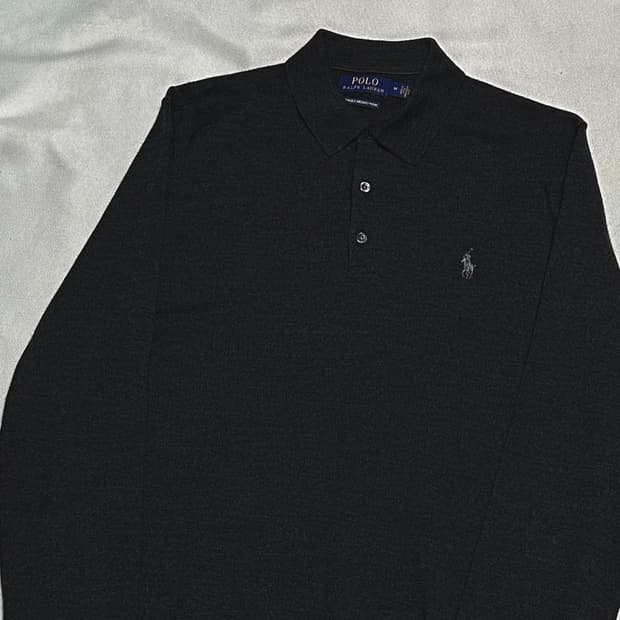 M 폴로랄프로렌 메리노 울 챠콜 카라 니트