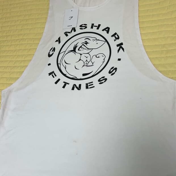 (초창기) 짐샤크 레거시 드랍 암 탱크탑 XL 화이트