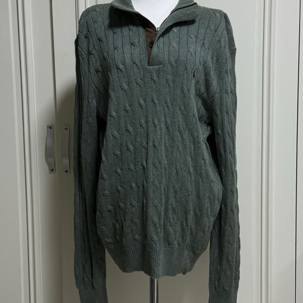 폴로 랄프로렌 카키올리브 반집업 니트