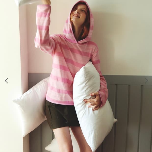 페스토 스트라이프 후드티 후디 핑크 pesto