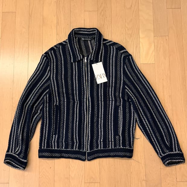 [새제품] 자라 자카드 네트 자켓 네이비/화이트 - 정가 140,000원