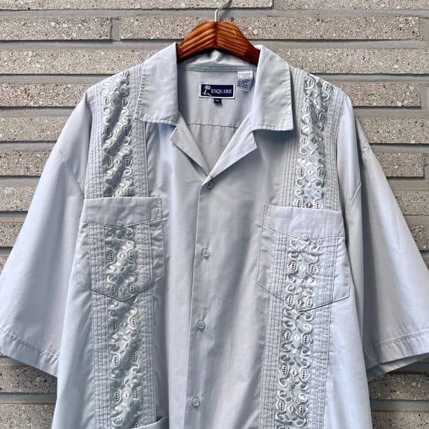 [3XL]90's USA 빈티지 스카이블루 구아야베라 셔츠