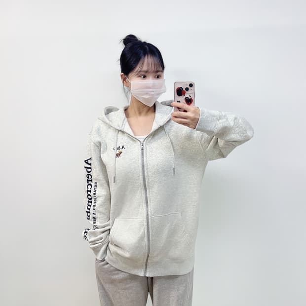 아베크롬비 사이드 로고 후드집업 멜란지그레이