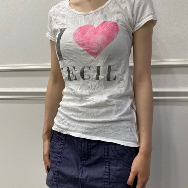 [Cecil Mcbee]I Love CeCil Print Slim Fit