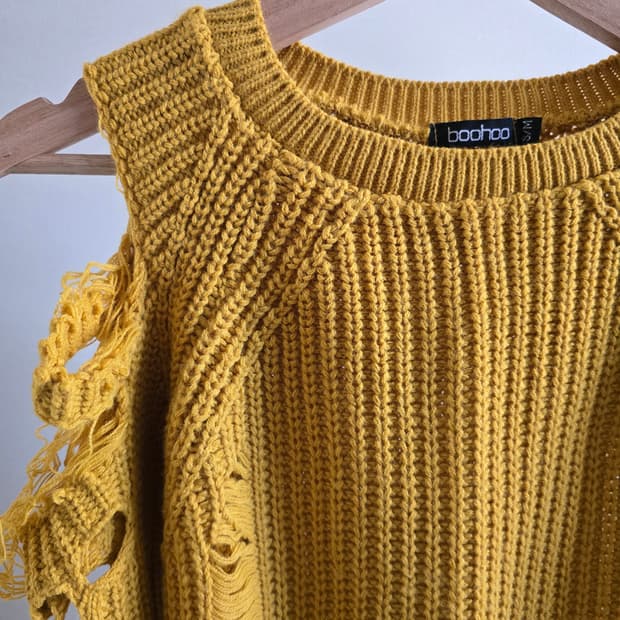 Boohoo Distressed Knit (Mustard Yellow)