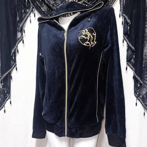 벨벳 후드집업 저지 고스 펑크 y2k 와투케 오네갸루 글리터 그런지 핀터