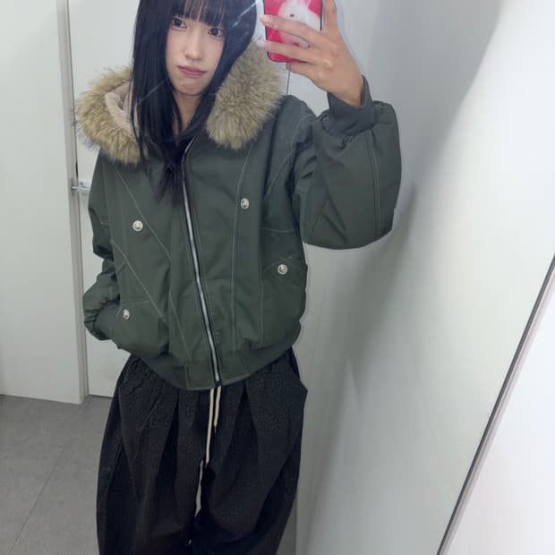 레오파드 스트링 벌룬팬츠 ( 카키 )