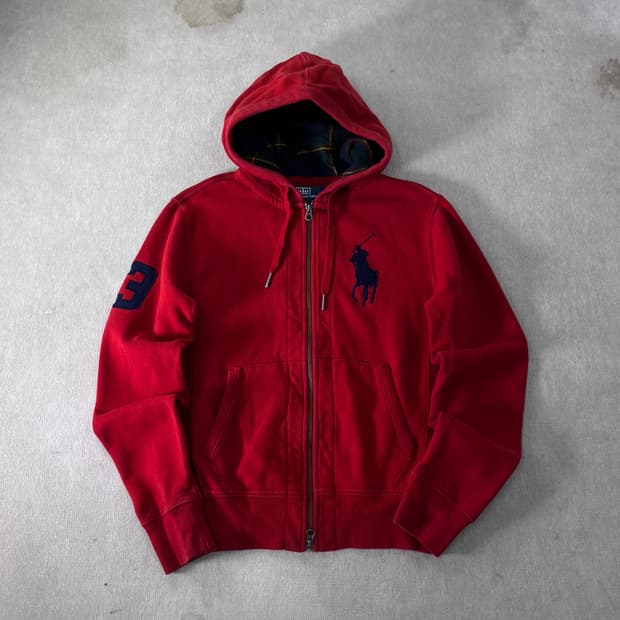 95 폴로 랄프로렌 빅포니 레드 후드집업