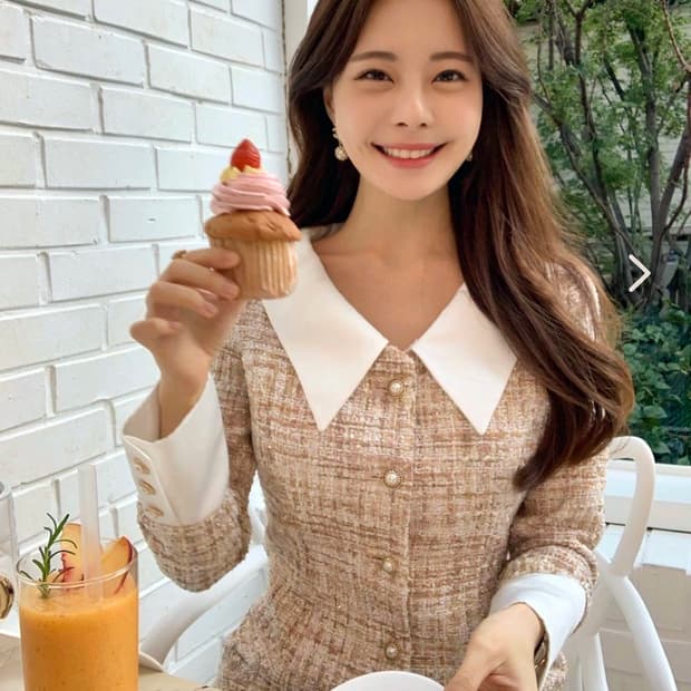 로아르 아옳이(IROA) 핑크바비 트위드원피스 55 새상품