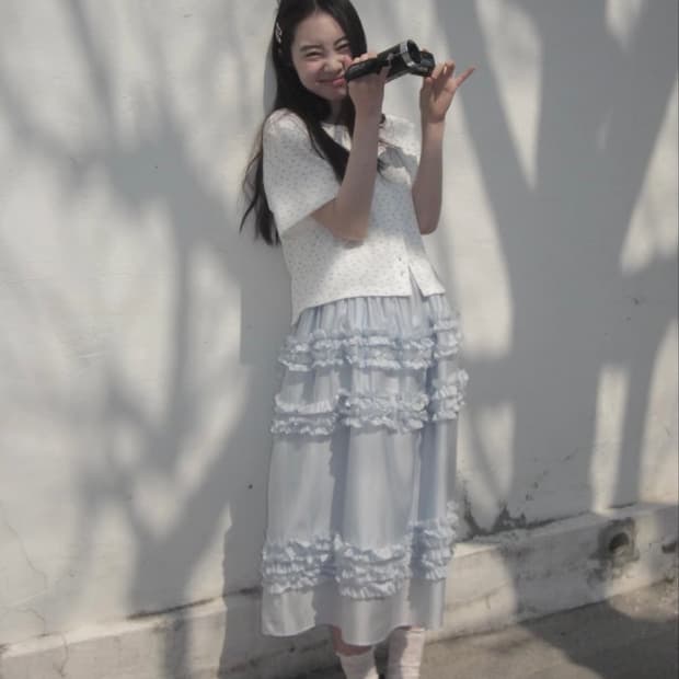 셀리테일즈 쉬어 프릴 롱 드레스