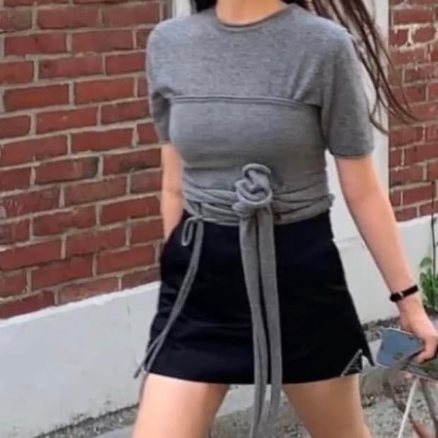 르셉템버 반팔 니트 + 튜브 니트 탑 