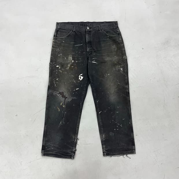 디키즈 OG 카펜터 썬 페이드 덕캔버스 와이드 워크팬츠 블랙