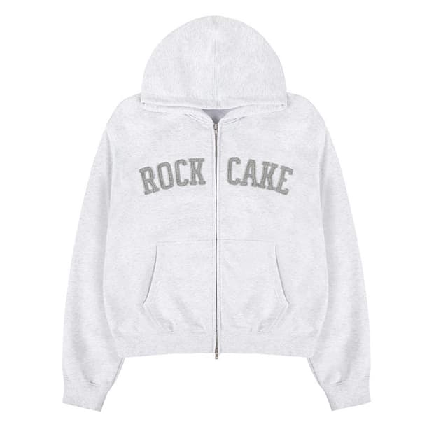 Arch Logo Zip Up Hoodie - White Melange