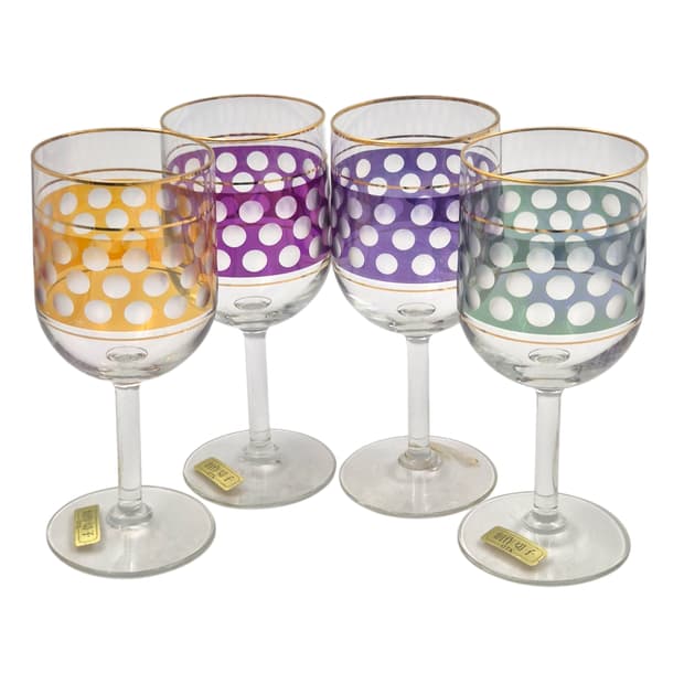 80s 오츠카 컬러 도트 애칭 고블렛 4p 세트