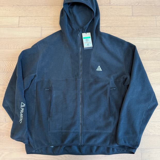 [XL] 나이키 acg 울프 트리 폴라텍 플리스 후드 집업 블랙