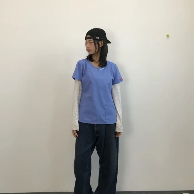 Dickies Blue Scrub Top Medical Shirt