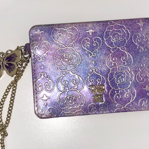 안나수이 빈티지 보라 나비 카드 지갑